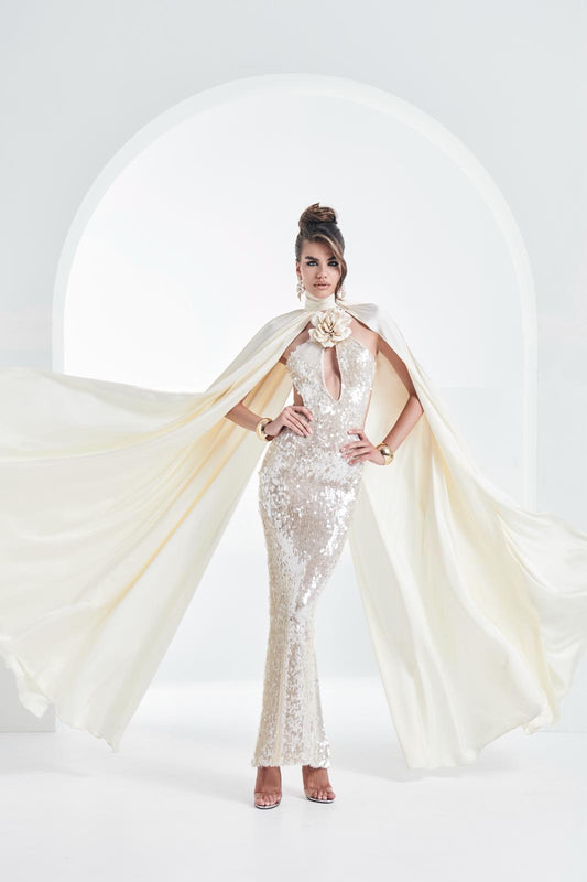 Abito lungo a sirena Nude